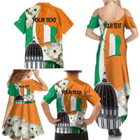 Personalized Ivory Coast Independence Day Family Matching Summer Maxi Dress and Hawaiian Shirt Ornithogalum Arabicum Happy 64 Years Anniversary - Wonder Print Shop