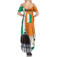 Personalized Ivory Coast Independence Day Family Matching Summer Maxi Dress and Hawaiian Shirt Ornithogalum Arabicum Happy 64 Years Anniversary - Wonder Print Shop