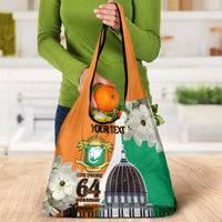 Personalized Ivory Coast Independence Day Grocery Bag Ornithogalum Arabicum Happy 64 Years Anniversary