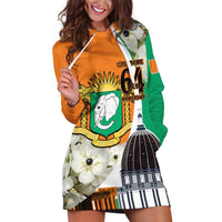 Personalized Ivory Coast Independence Day Hoodie Dress Ornithogalum Arabicum Happy 64 Years Anniversary - Wonder Print Shop