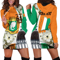Personalized Ivory Coast Independence Day Hoodie Dress Ornithogalum Arabicum Happy 64 Years Anniversary - Wonder Print Shop