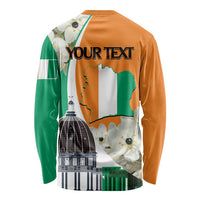 Personalized Ivory Coast Independence Day Long Sleeve Shirt Ornithogalum Arabicum Happy 64 Years Anniversary - Wonder Print Shop