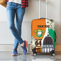 Personalized Ivory Coast Independence Day Luggage Cover Ornithogalum Arabicum Happy 64 Years Anniversary - Wonder Print Shop