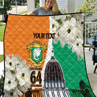 Personalized Ivory Coast Independence Day Quilt Ornithogalum Arabicum Happy 64 Years Anniversary - Wonder Print Shop