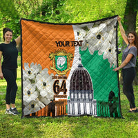 Personalized Ivory Coast Independence Day Quilt Ornithogalum Arabicum Happy 64 Years Anniversary - Wonder Print Shop