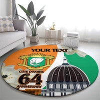 Personalized Ivory Coast Independence Day Round Carpet Ornithogalum Arabicum Happy 64 Years Anniversary