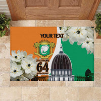 Personalized Ivory Coast Independence Day Rubber Doormat Ornithogalum Arabicum Happy 64 Years Anniversary - Wonder Print Shop