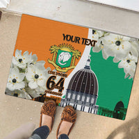 Personalized Ivory Coast Independence Day Rubber Doormat Ornithogalum Arabicum Happy 64 Years Anniversary - Wonder Print Shop