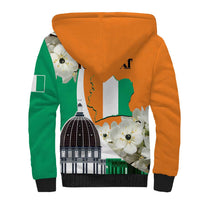 Personalized Ivory Coast Independence Day Sherpa Hoodie Ornithogalum Arabicum Happy 64 Years Anniversary - Wonder Print Shop
