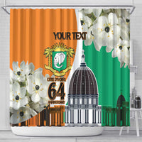 Personalized Ivory Coast Independence Day Shower Curtain Ornithogalum Arabicum Happy 64 Years Anniversary