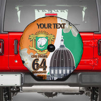 Personalized Ivory Coast Independence Day Spare Tire Cover Ornithogalum Arabicum Happy 64 Years Anniversary - Wonder Print Shop