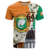 Personalized Ivory Coast Independence Day T Shirt Ornithogalum Arabicum Happy 64 Years Anniversary - Wonder Print Shop
