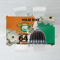 Personalized Ivory Coast Independence Day Tablecloth Ornithogalum Arabicum Happy 64 Years Anniversary - Wonder Print Shop