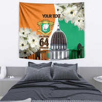 Personalized Ivory Coast Independence Day Tapestry Ornithogalum Arabicum Happy 64 Years Anniversary - Wonder Print Shop