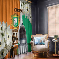 Personalized Ivory Coast Independence Day Window Curtain Ornithogalum Arabicum Happy 64 Years Anniversary - Wonder Print Shop
