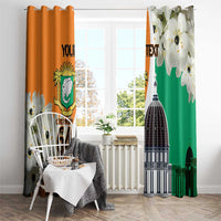 Personalized Ivory Coast Independence Day Window Curtain Ornithogalum Arabicum Happy 64 Years Anniversary - Wonder Print Shop