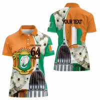 Personalized Ivory Coast Independence Day Women Polo Shirt Ornithogalum Arabicum Happy 64 Years Anniversary - Wonder Print Shop