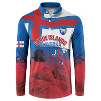 Faroe Islands National Day Button Sweatshirt Olavsoka Faroes Map With Tjaldur - Wonder Print Shop