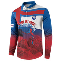 Faroe Islands National Day Button Sweatshirt Olavsoka Faroes Map With Tjaldur - Wonder Print Shop