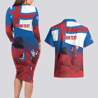 Faroe Islands National Day Couples Matching Long Sleeve Bodycon Dress and Hawaiian Shirt Olavsoka Faroes Map With Tjaldur - Wonder Print Shop