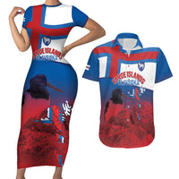Faroe Islands National Day Couples Matching Short Sleeve Bodycon Dress and Hawaiian Shirt Olavsoka Faroes Map With Tjaldur - Wonder Print Shop