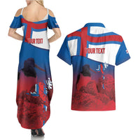 Faroe Islands National Day Couples Matching Summer Maxi Dress and Hawaiian Shirt Olavsoka Faroes Map With Tjaldur - Wonder Print Shop