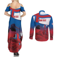 Faroe Islands National Day Couples Matching Summer Maxi Dress and Long Sleeve Button Shirt Olavsoka Faroes Map With Tjaldur - Wonder Print Shop