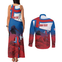 Faroe Islands National Day Couples Matching Tank Maxi Dress and Long Sleeve Button Shirt Olavsoka Faroes Map With Tjaldur - Wonder Print Shop