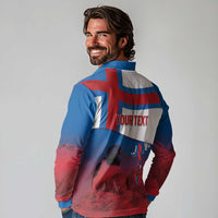 Faroe Islands National Day Long Sleeve Polo Shirt Olavsoka Faroes Map With Tjaldur - Wonder Print Shop