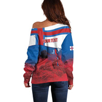 Faroe Islands National Day Off Shoulder Sweater Olavsoka Faroes Map With Tjaldur - Wonder Print Shop