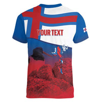 Faroe Islands National Day Women V-Neck T-Shirt Olavsoka Faroes Map With Tjaldur - Wonder Print Shop