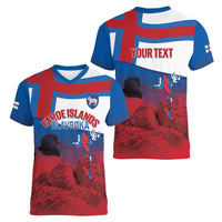 Faroe Islands National Day Women V-Neck T-Shirt Olavsoka Faroes Map With Tjaldur - Wonder Print Shop