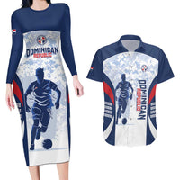 Custom Dominican Republic Football Couples Matching Long Sleeve Bodycon Dress and Hawaiian Shirt Vamos Los Quisqueyanos - Wonder Print Shop
