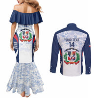 Custom Dominican Republic Football Couples Matching Mermaid Dress and Long Sleeve Button Shirt Vamos Los Quisqueyanos - Wonder Print Shop