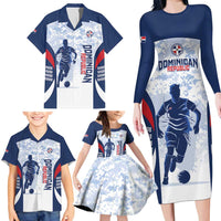 Custom Dominican Republic Football Family Matching Long Sleeve Bodycon Dress and Hawaiian Shirt Vamos Los Quisqueyanos - Wonder Print Shop