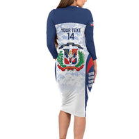 Custom Dominican Republic Football Family Matching Long Sleeve Bodycon Dress and Hawaiian Shirt Vamos Los Quisqueyanos - Wonder Print Shop