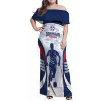 Custom Dominican Republic Football Family Matching Off Shoulder Maxi Dress and Hawaiian Shirt Vamos Los Quisqueyanos - Wonder Print Shop