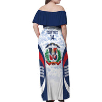 Custom Dominican Republic Football Family Matching Off Shoulder Maxi Dress and Hawaiian Shirt Vamos Los Quisqueyanos - Wonder Print Shop