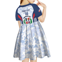 Custom Dominican Republic Football Kid Short Sleeve Dress Vamos Los Quisqueyanos - Wonder Print Shop