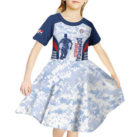 Custom Dominican Republic Football Kid Short Sleeve Dress Vamos Los Quisqueyanos - Wonder Print Shop
