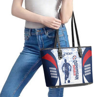 Custom Dominican Republic Football Leather Tote Bag Vamos Los Quisqueyanos - Wonder Print Shop