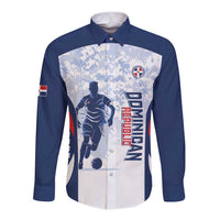 Custom Dominican Republic Football Long Sleeve Button Shirt Vamos Los Quisqueyanos - Wonder Print Shop