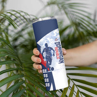 Custom Dominican Republic Football Skinny Tumbler Vamos Los Quisqueyanos - Wonder Print Shop