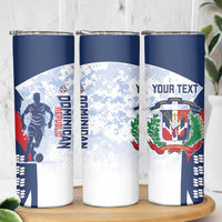 Custom Dominican Republic Football Skinny Tumbler Vamos Los Quisqueyanos - Wonder Print Shop