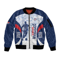 Custom Dominican Republic Football Sleeve Zip Bomber Jacket Vamos Los Quisqueyanos - Wonder Print Shop