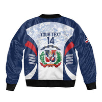 Custom Dominican Republic Football Sleeve Zip Bomber Jacket Vamos Los Quisqueyanos - Wonder Print Shop