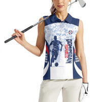 Custom Dominican Republic Football Women Sleeveless Polo Shirt Vamos Los Quisqueyanos - Wonder Print Shop