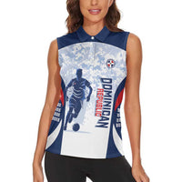 Custom Dominican Republic Football Women Sleeveless Polo Shirt Vamos Los Quisqueyanos - Wonder Print Shop