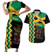 Custom Jamaica Football Couples Matching Short Sleeve Bodycon Dress and Hawaiian Shirt Go Reggae Boyz - Wonder Print Shop