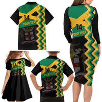 Custom Jamaica Football Family Matching Long Sleeve Bodycon Dress and Hawaiian Shirt Go Reggae Boyz - Wonder Print Shop